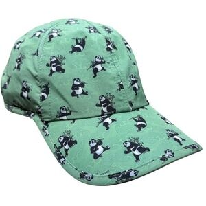 Sprints Panda Print Performance Running Hat Green Adjustable Athletic Cap OSFM